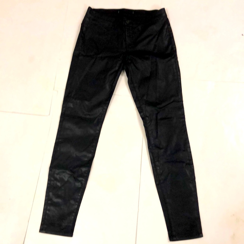 J Brand 27 Leggings Black Coat Finish 2 Pockets Slim Fit Zipper Fly Excellent